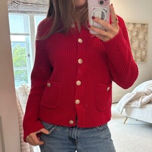 H&M Red Women's Cardigan Sweater